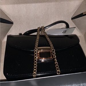 BP Black glitter handbag with chain NEW